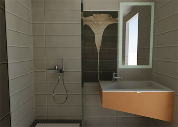Natural light render of a shower room